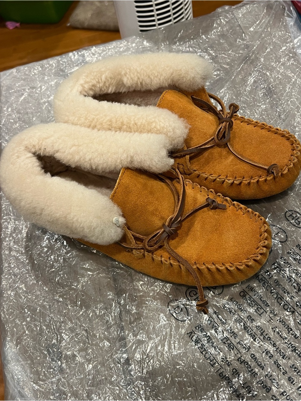 Mud Australia Chestnut Suede Shearling-Trim Moccasins